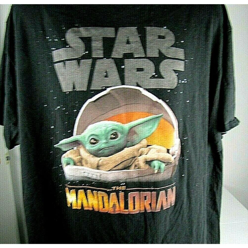 Star Wars Mandalorian Baby Yoda T-Shirt Size 2XLarge Black Jedi